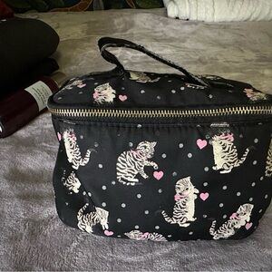 Cute Black Cosmetic Bag with Tiger Print